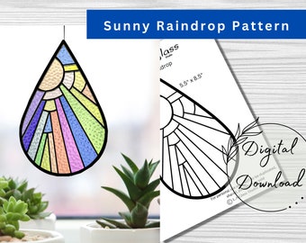 Stained Glass Raindrop Pattern, PDF Instant Download, Hobby License, All skills, Beginner Pattern, Print at Home, Glass Patterns, Teardrop