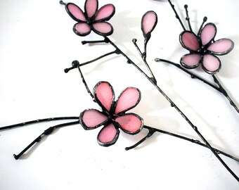 March Birth Month Flower Japanese Cherry Blossom Stained Glass Branches Sakura Branches Flowers on a stem unique Mother's Day Gift Flower