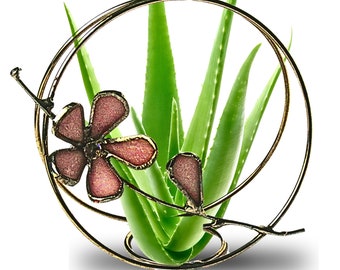 Stained Glass Cherry Blossom Hanging Planter, March Birth Flower Gift