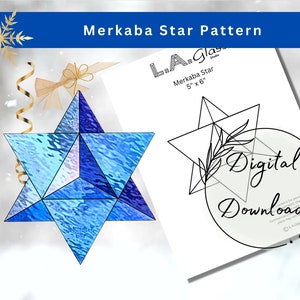 DIY Stained Glass Merkabah Star Ornament Pattern for Stunning Holiday Decor Instant Download, Hannukah Pattern, Sacred Geometry, t image 1