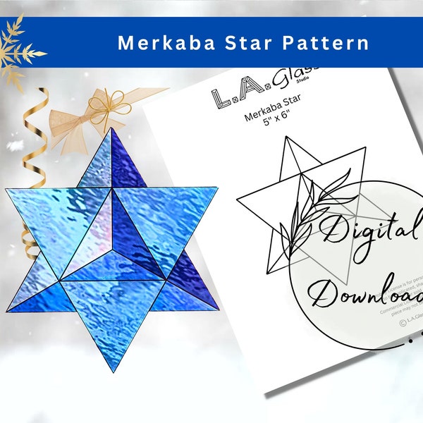 DIY Stained Glass Merkabah Star Ornament Pattern for Stunning Holiday Decor - Instant Download, Hannukah  Pattern, Sacred Geometry, t