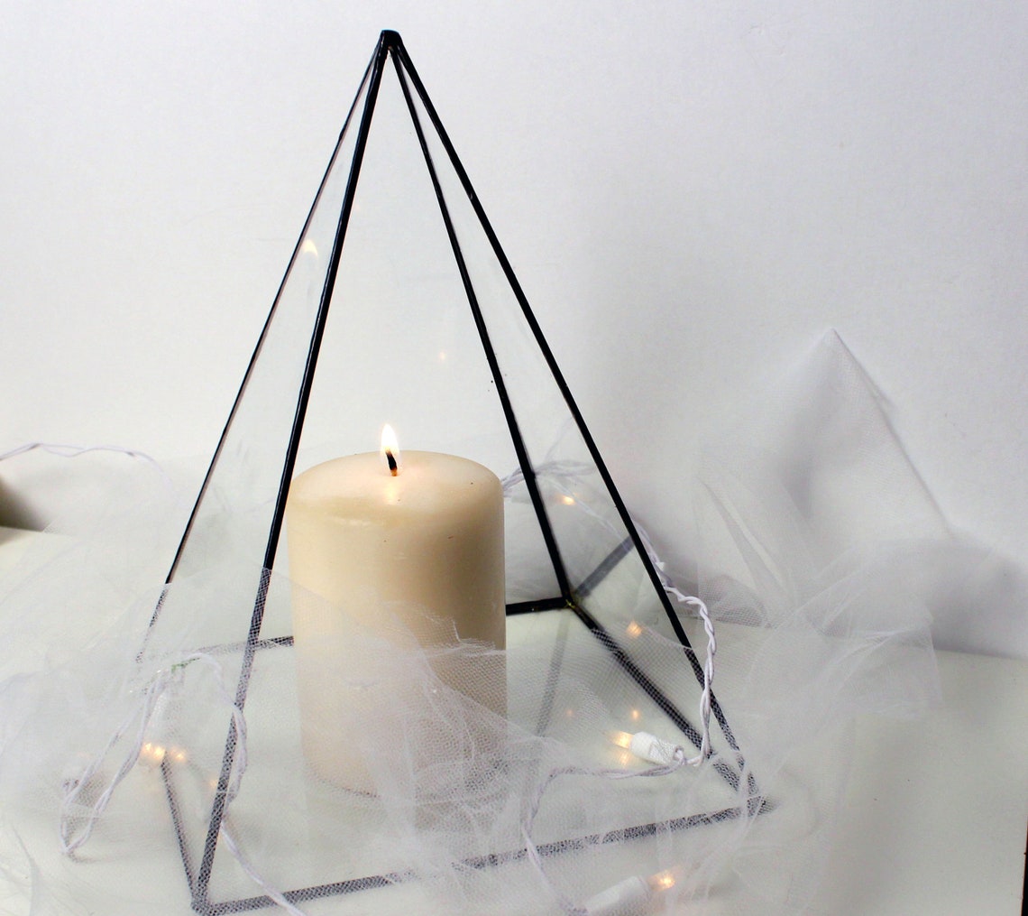 Modern Glass Pyramid Candle Holder Terrarium Wedding Decor Etsy