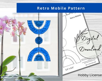 Stained Glass Retro Mobile Pattern, PDF Instant Download, Hobby License, All skills, Mid-Century Modern, Beginner Pattern, Print at Home