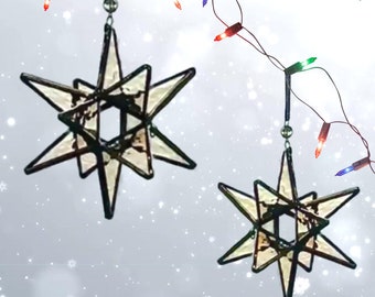 Stained Glass Light Blush Pink Moravian Star Ornament, Star Suncatcher, Christmas Tree Ornament, Star Suncatcher, Blush Christmas Star