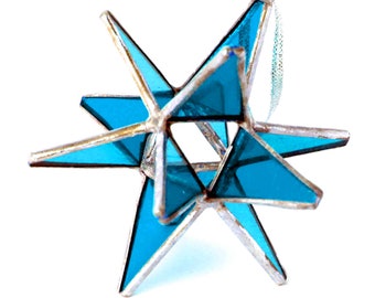 Aqua Moravian Star, Stained Glass Star, Wedding Decor,  Spring Decor, Easter Star