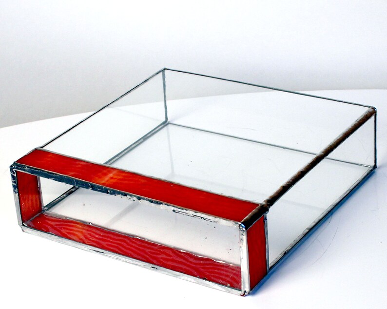 Stained Glass Planter Burnt Orange Modern Trendy Terrarium Etsy