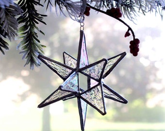 Stained Glass Moravian Star, 3.5" star, Home Decor,  Christmas Ornament, Holiday Decorations, 12 Point star, stained glass ornament