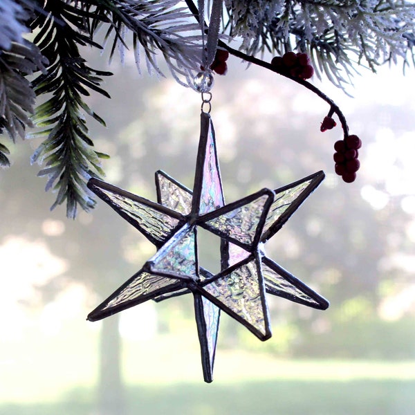 Stained Glass Moravian Star, 3.5" star, Home Decor,  Christmas Ornament, Holiday Decorations, 12 Point star, stained glass ornament