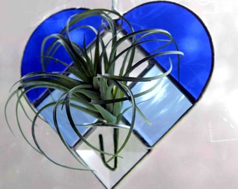 Beveled Stained Glass Heart Planter, Hanging Window Planter, Home Decor, Home Accents, Home and Garden