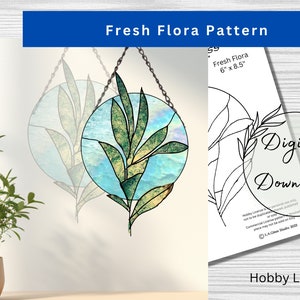 Stained Glass Fresh Flora Panel Pattern, PDF Instant Download, Hobby License, All skills, Beginner Pattern, Print at Home, Fall Decor