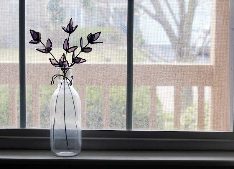 Stained Glass Lavender Stems Handcrafted Floral Décor Perfect Gift for Plant Lovers Home Decor Accents Unique Floral Gift Lavender Bouquet image 8