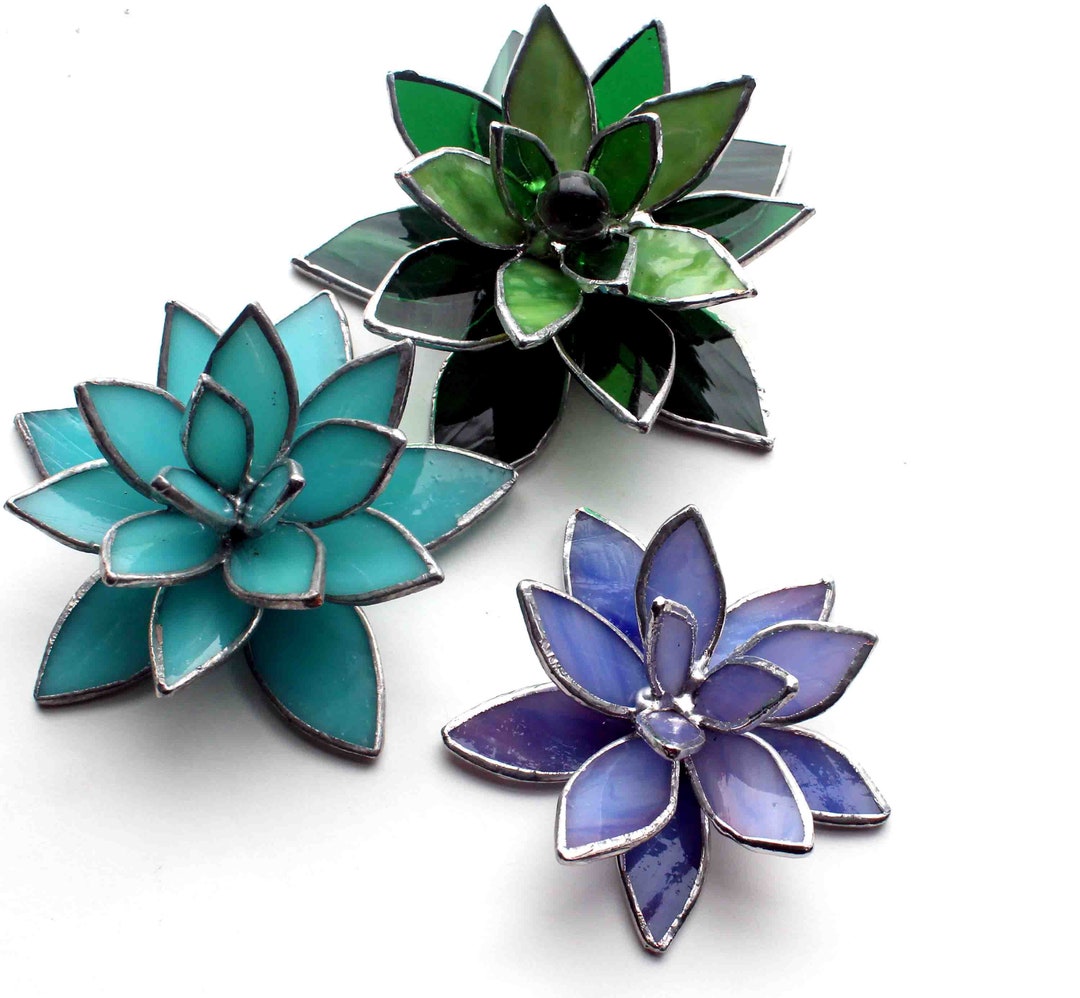 Mini Stained Glass Succulents Valentines Gifts for Her Etsy