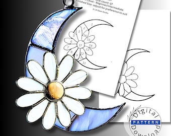 Beginner Butterfly Crescent Moon Stained Glass Pattern PDF & SVG – 7 Pieces