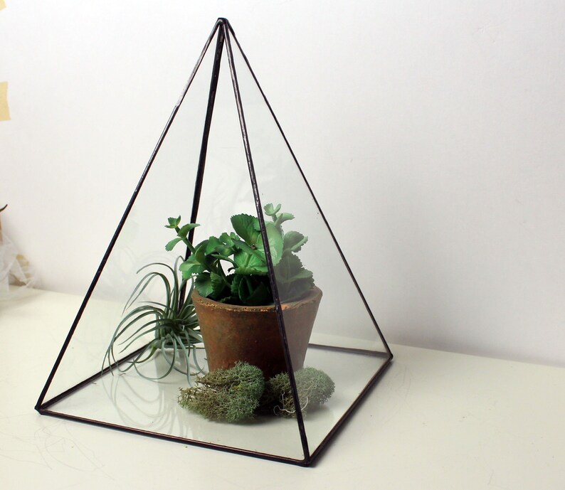Modern Glass Pyramid Terrarium Wedding Decor Stained Glass Etsy
