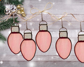 Stained Glass Pink Christmas Bulbs,  Pink Christmas Bunting, Festive Decor, Christmas Decor,  Christmas Stained Glass, Pink Festive decor