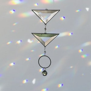 Stained Glass Prism Mobile Crystal Sun Catcher Rainbow Suncatcher gift for friend Window Decor Crystal Accents Crystal Hanging prisms image 1
