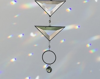 Stained Glass Prism Mobile Crystal Sun Catcher Rainbow  Suncatcher gift for friend Window Decor Crystal Accents Crystal Hanging prisms