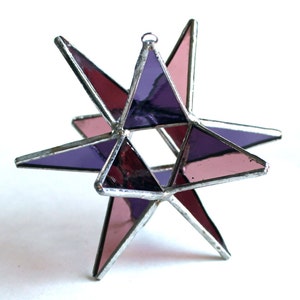 Purple Stained Glass Moravian Star, Four Seasons Violet, Spring Home Decor -  3 Sizes