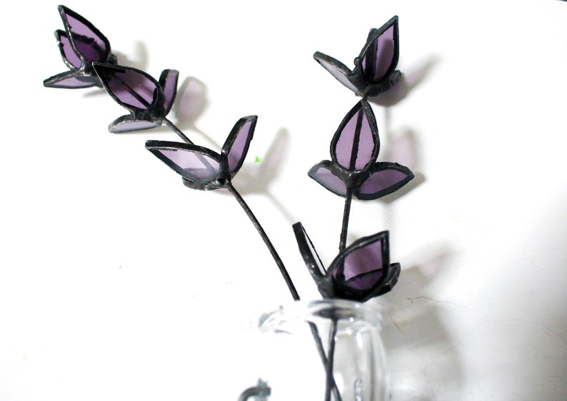 Stained Glass Lavender Stems Handcrafted Floral Décor Perfect Gift for Plant Lovers Home Decor Accents Unique Floral Gift Lavender Bouquet image 9