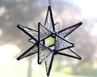 Stained Glass Moravian Star -Home Decor - Choose Your Color - 4.5"