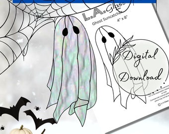Stained Glass Halloween Ghost Suncatcher Pattern, PDF Instant Download, Hobby License, stained glass Pattern, glass pattern, Halloween decor