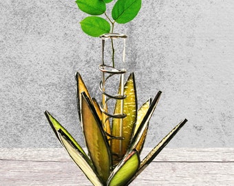 Stained glass Agave propagation station Test tube propagation Reed diffuser Bud vase Botanical decor Handcrafted glassware Indoor gardening