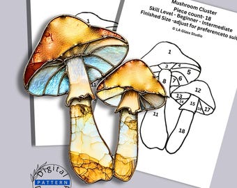 Mushroom Stained Glass Pattern | PDF SVG Download | Commercial Use