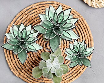 Mint Green Stained Glass Succulent Home Accent Mint Tabletop Decor Perfect for Spring-themed events celebrations parties Table Display