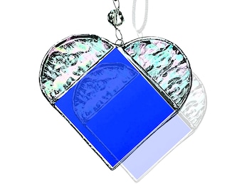 Personalized Birth Month Stained Glass Heart Suncatcher, Birthstone Gift, Handmade Birthday Gift, Window Hanging, Made to Order