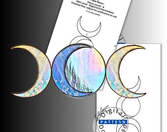 Triple Moon Stained Glass Pattern PDF & SVG | Beginner 4 Piece Celestial Suncatcher
