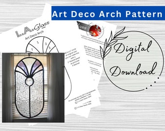 Stained Glass Art Deco Suncatcher Pattern, PDF Instant Download, Hobby License, Beginner Pattern, Print at Home, Glass Patterns, DIY Pattern