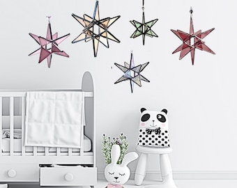 Stained Glass Moravian Star Nursery Decor for Girls' Rooms Handcrafted Stars Baby Shower Gifts Modern Room Accents for baby girl mom to be