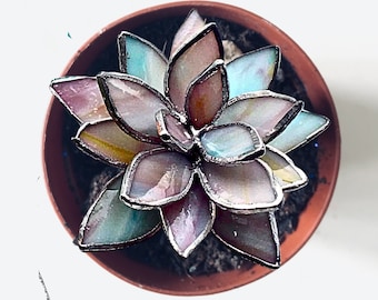 Spring Pastel Stained Glass Succulent Mother's Day Gifts for Her Trending Succulents Tabletop Decor Home Accents Wedding Table Decor