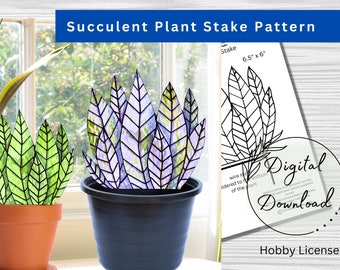 Stained Glass Succulent Plant Stake Pattern, PDF Instant Download, Hobby License, All skills, Intermediate  Pattern, Print at Home, Patterns