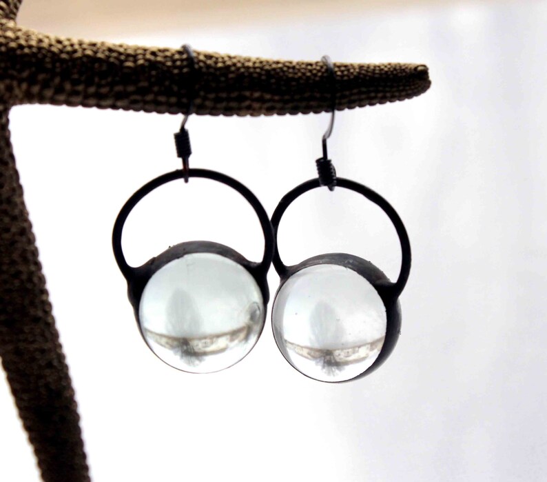 Stained Glass Jewelry Earrings Clear Glass Marbles Silver Etsy