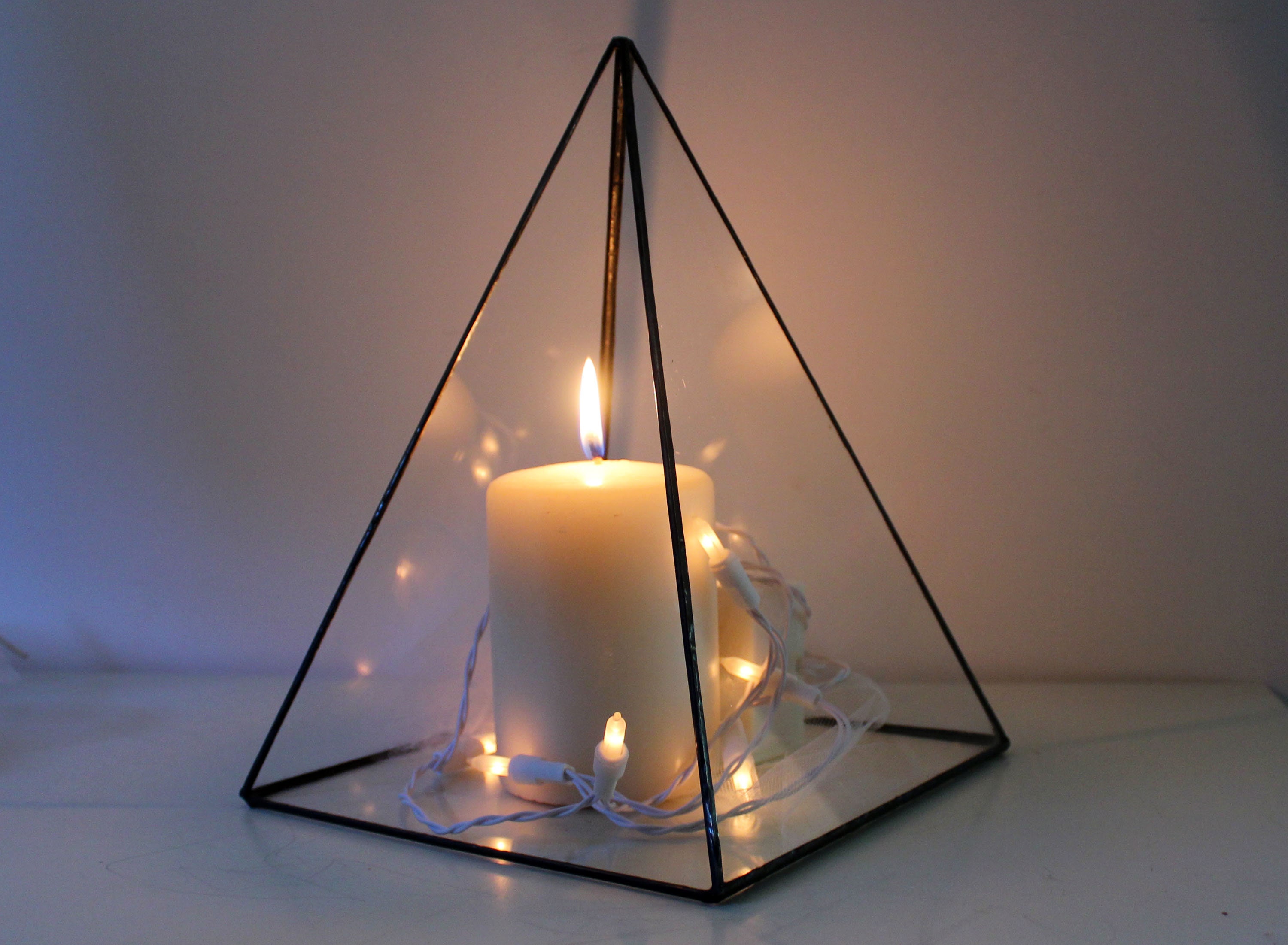Modern Glass Pyramid Candle Holder Terrarium Wedding Decor Etsy