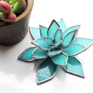 Unique 3D Stained Glass Succulent Trending Tabletop Succulents Stylish Home Wedding Table Accents Gifts Chic Home Decor Accents Centerpiece image 8