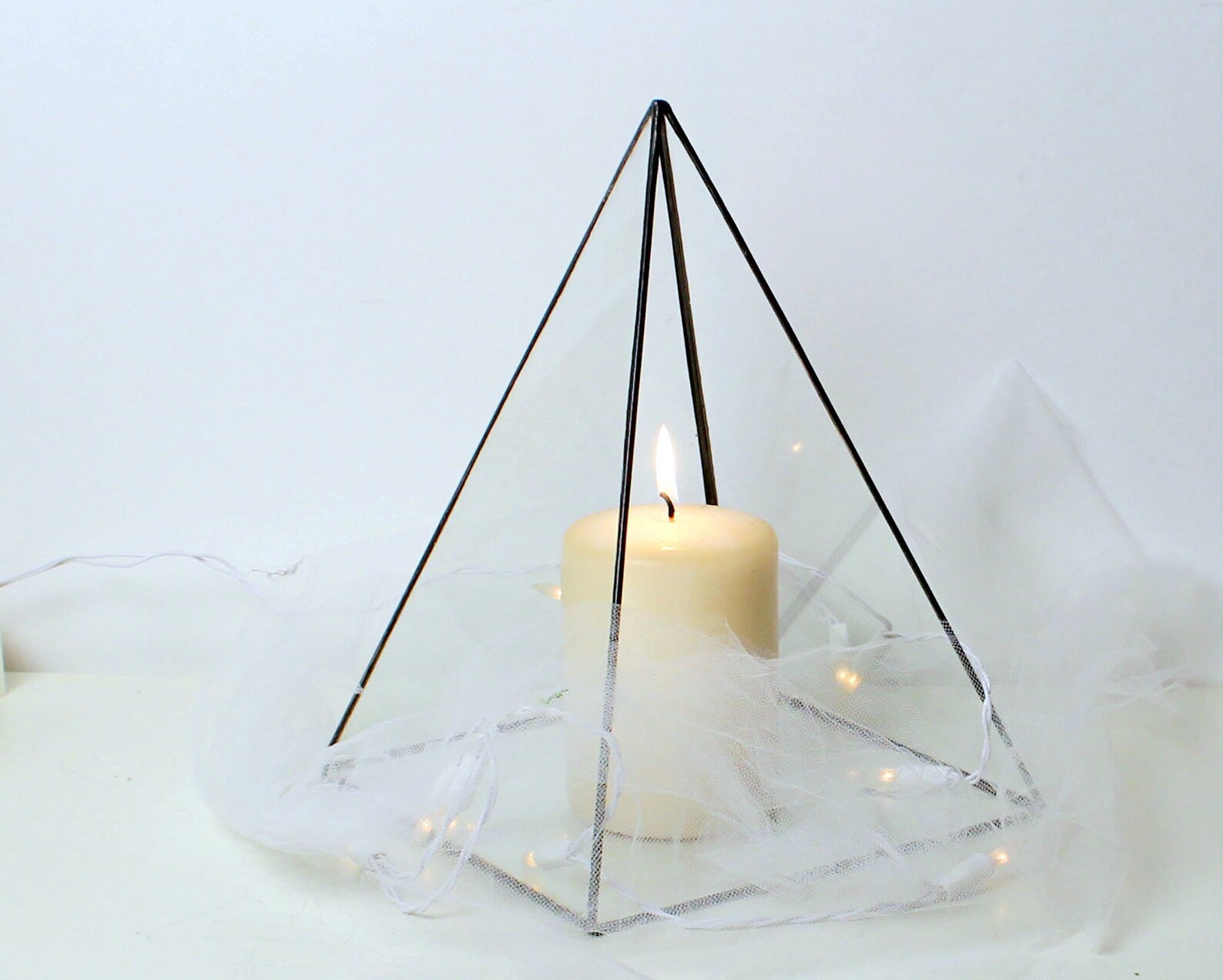 Modern Glass Pyramid Candle Holder Terrarium Wedding Decor Etsy
