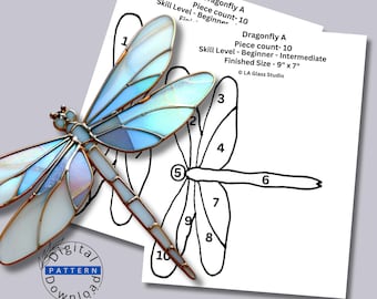 Dragonfly Stained Glass Pattern | PDF & SVG Download | Commercial Use