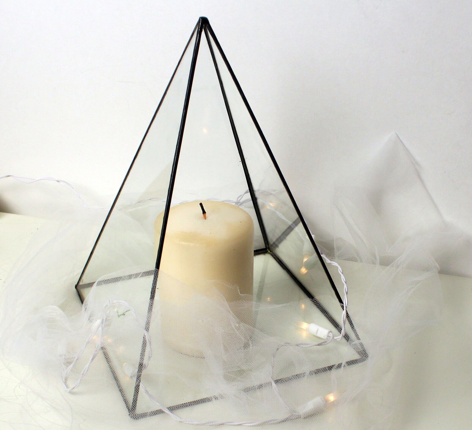 Modern Glass Pyramid Candle Holder Terrarium Wedding Decor Etsy