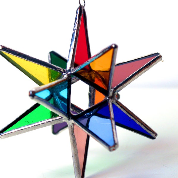 Bright Stained Glass Rainbow 12 point Moravian Star Home and wedding Decor nursery room star decor small all-occasion gift LGBTQ Pride gift