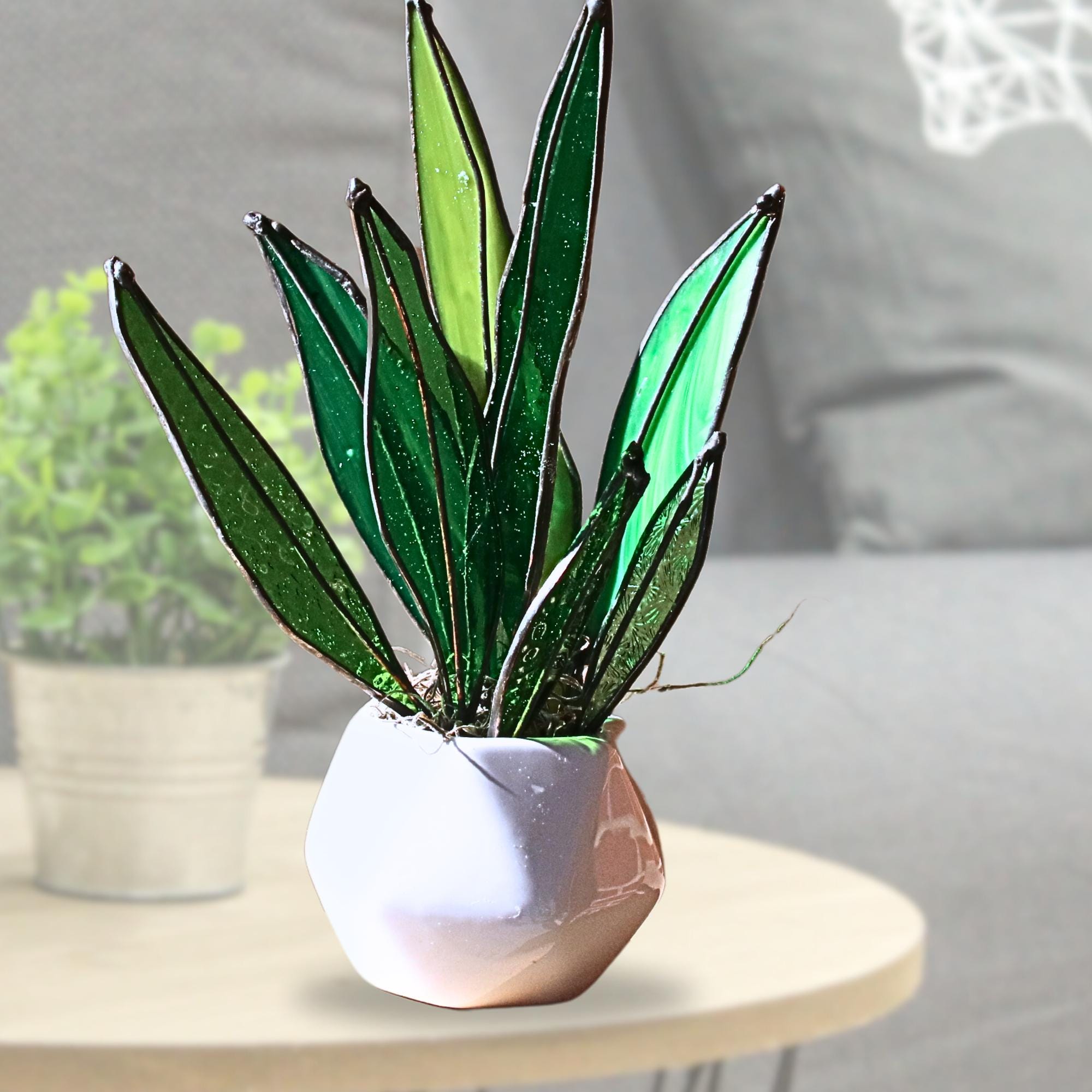 Handcrafted 3D Stained Glass Snake Plant – Home Decor Gift - Etsy