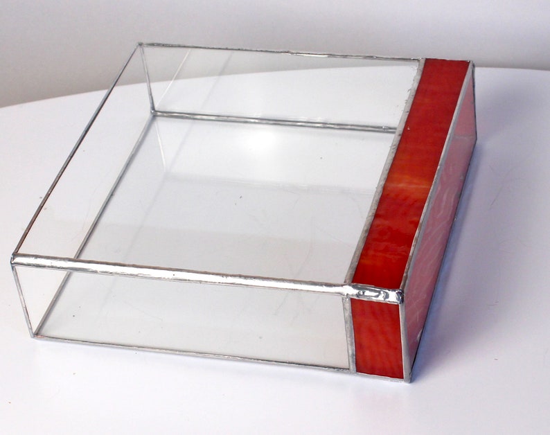 Stained Glass Planter Burnt Orange Modern Trendy Terrarium Etsy