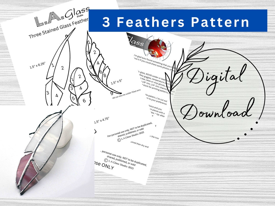 3 Stained Glass Feathers Pattern, instant Download PDF, Digital PDF Pattern, Hobby License, Beginner Glass Pattern, Feather Designs, - Etsy 3-stained-glass-feathers-pattern-instant-download-pdf-digital-pdf-pattern-hobby-license-beginner-glass-pattern-feather-designs-etsy
