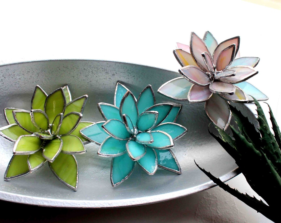 Spring Collection Stained Glass Succulents, Valentines Gifts for Her