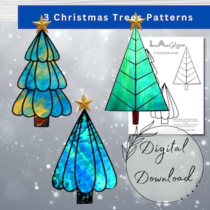 Set of 3 Stained Glass Christmas Trees Patterns for Download, Traditional Christmas  Patterns, Christmas Tree Decor, tree ornaments