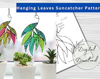 Stained Glass Hanging Leaves Suncatcher Pattern (PDF Download)