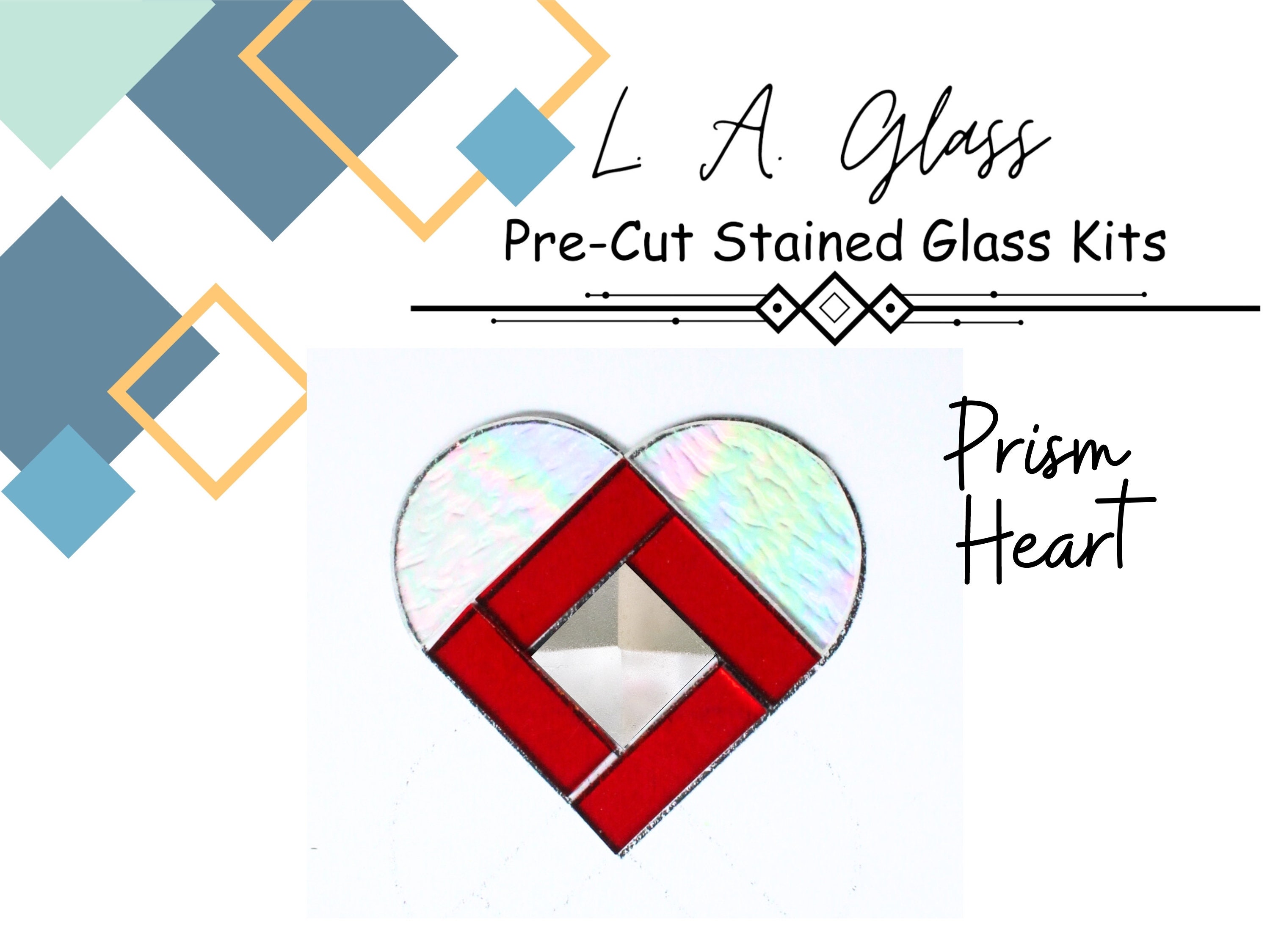 Stained Glass Supplies Bevel SET is a 6 inch Curved Corner Prism Beveled  Heart