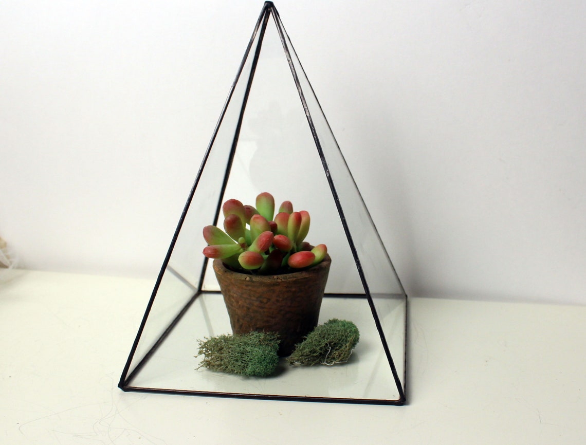 Modern Glass Pyramid Candle Holder Terrarium Wedding Decor Etsy