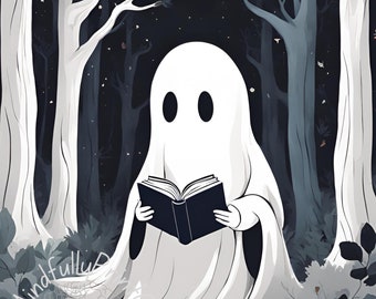 Ghost with Book | Ghost | Halloween | Cute Ghost